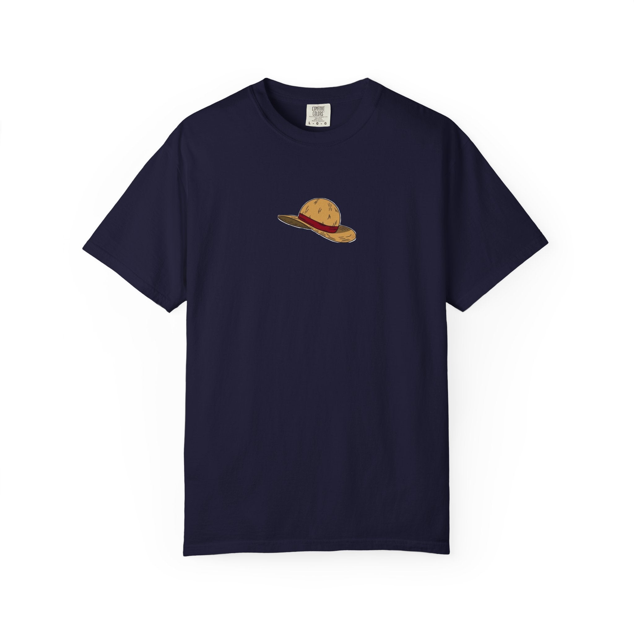 One Piece Luffy Straw Hat T-Shirt, Unisex Garment-Dyed Cotton Tee with Minimalist Chest Print T-Shirt - The Eezee Shop