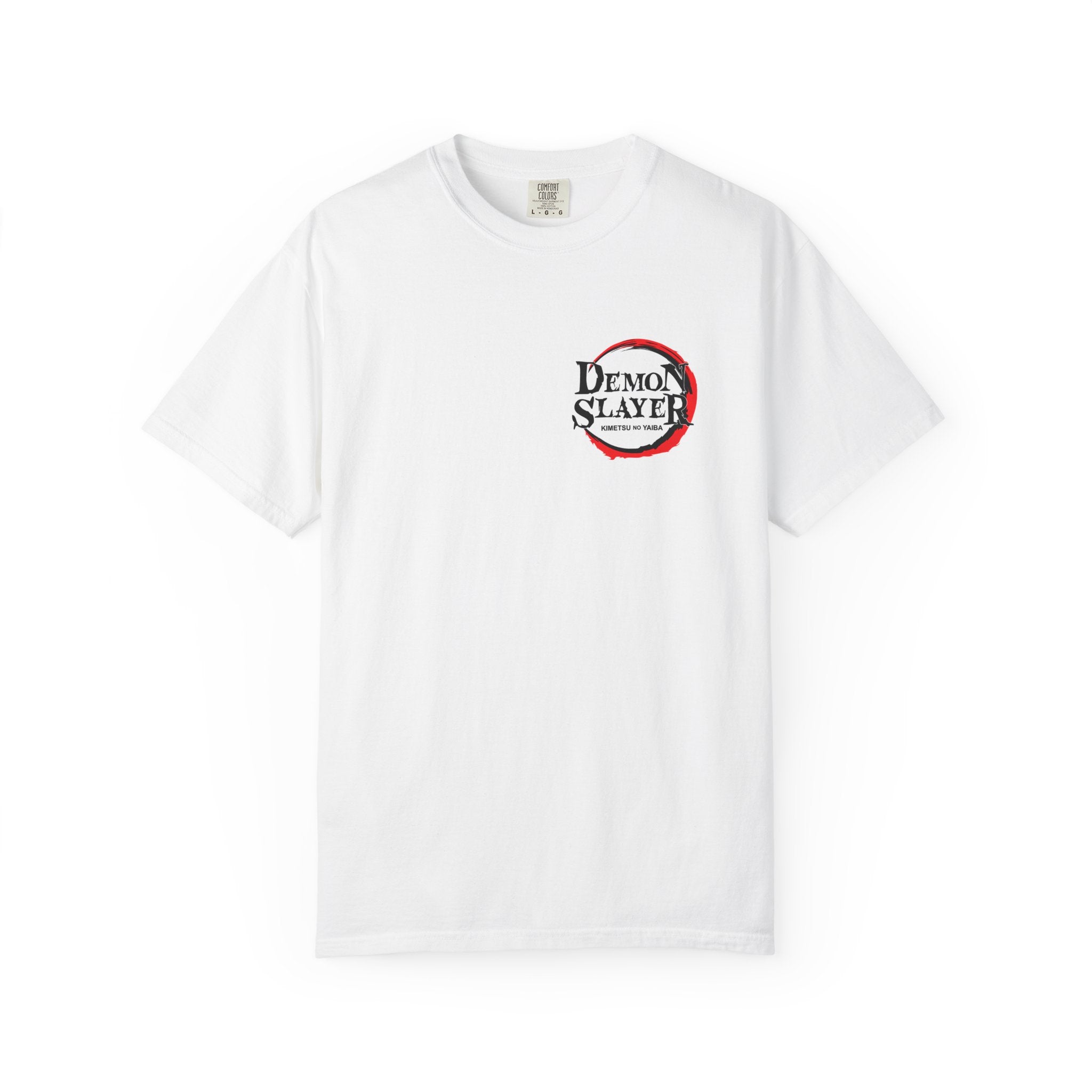 White t-shirt with a logo on a white background
