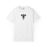 White t-shirt with 'UNTO AGES' text on a white background