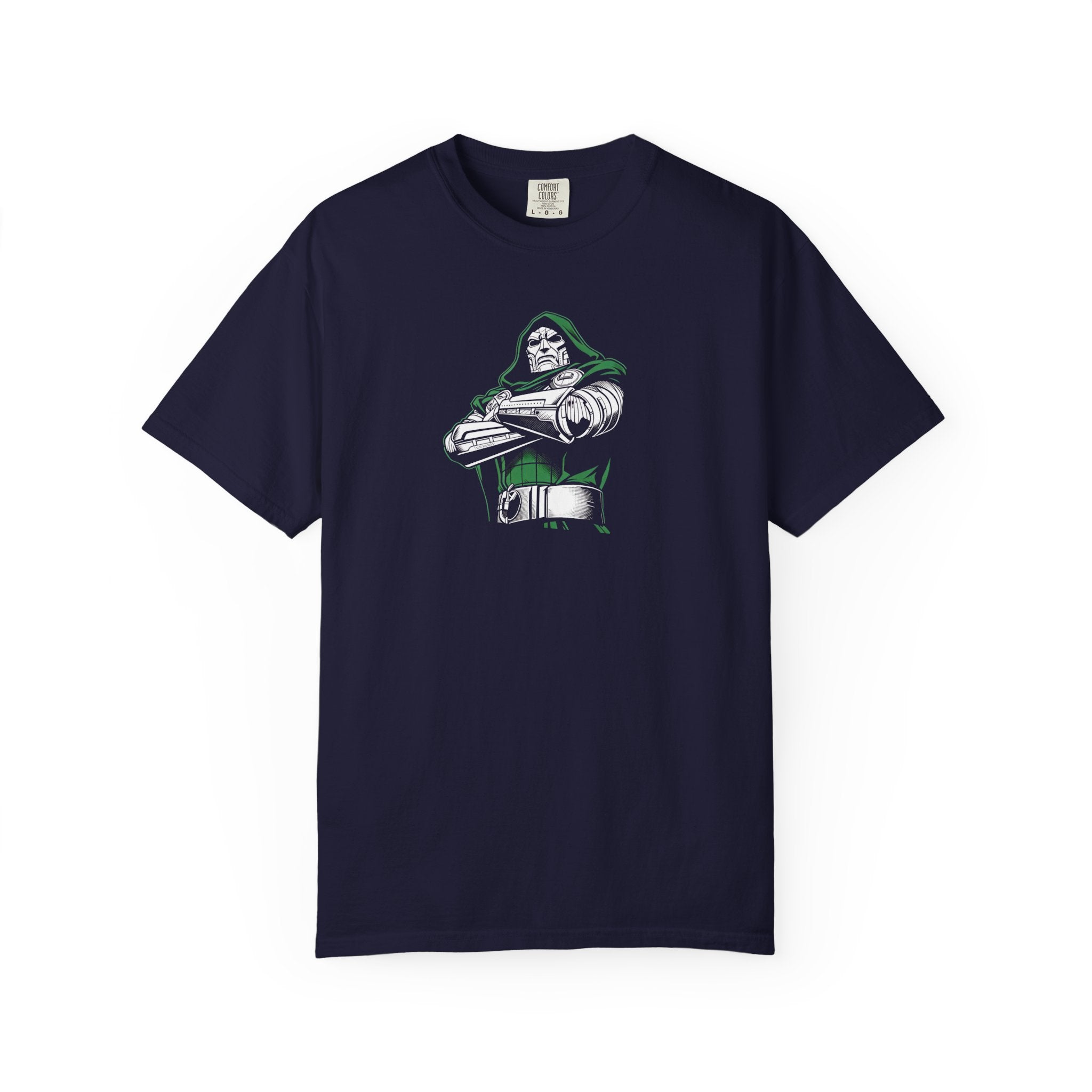 Black t-shirt with white text 'I'm either golfing or thinking about it' on a white background