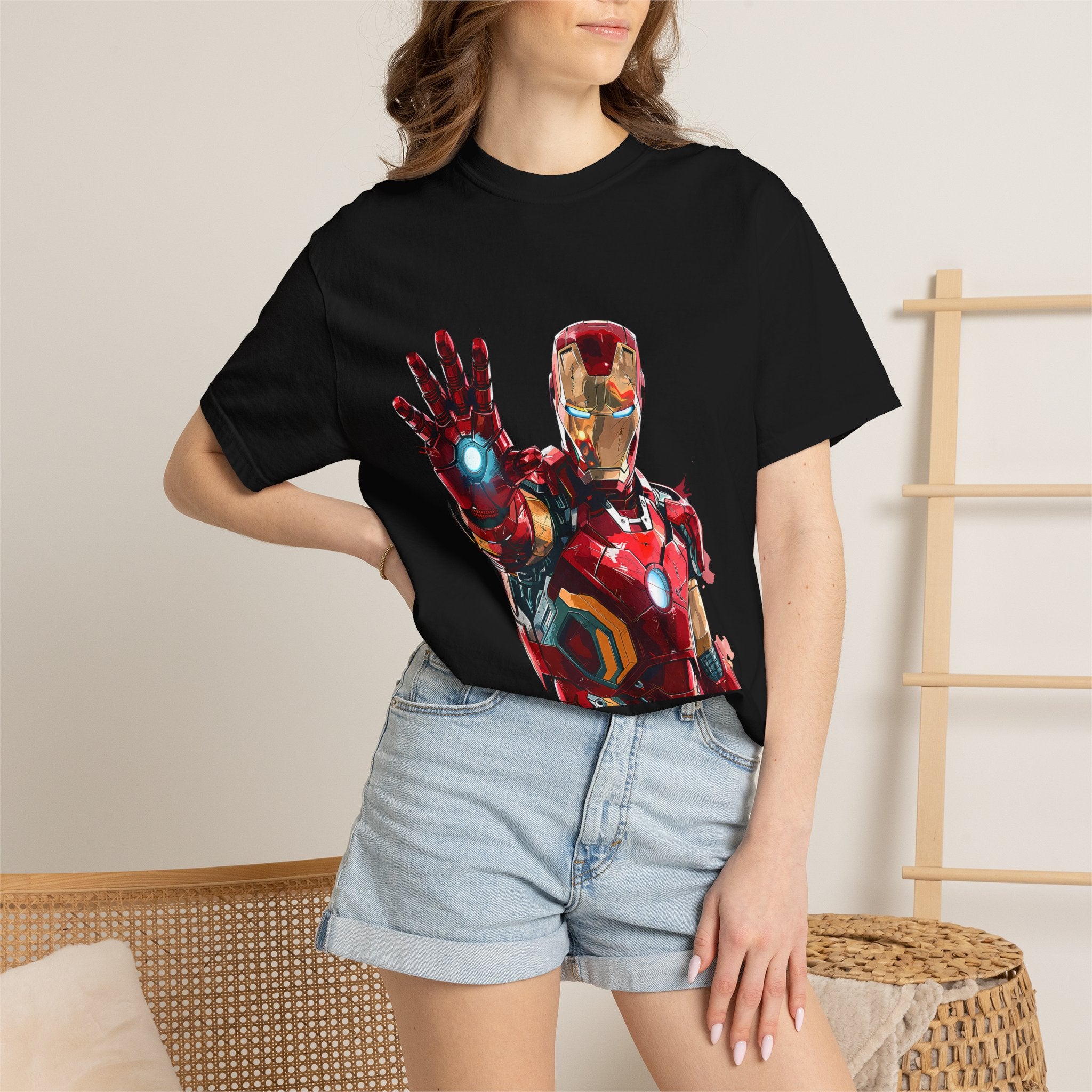 Marvel Iron Man Repulsor Blast Print Graphic Cotton Tee T-Shirt - The Eezee Shop