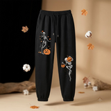 Pumpkin & Skull Fleece Sweatpants | Women's Halloween Joggers Joggers & Pants - The Eezee Shop