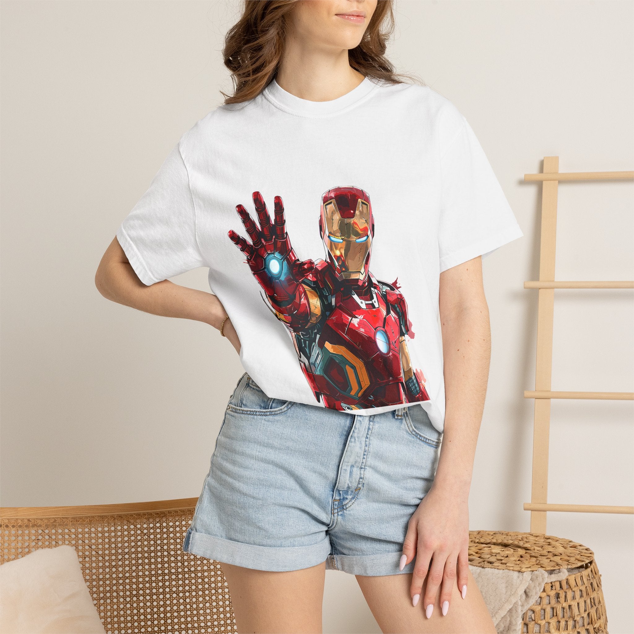 Marvel Iron Man Repulsor Blast Print Graphic Cotton Tee T-Shirt - The Eezee Shop