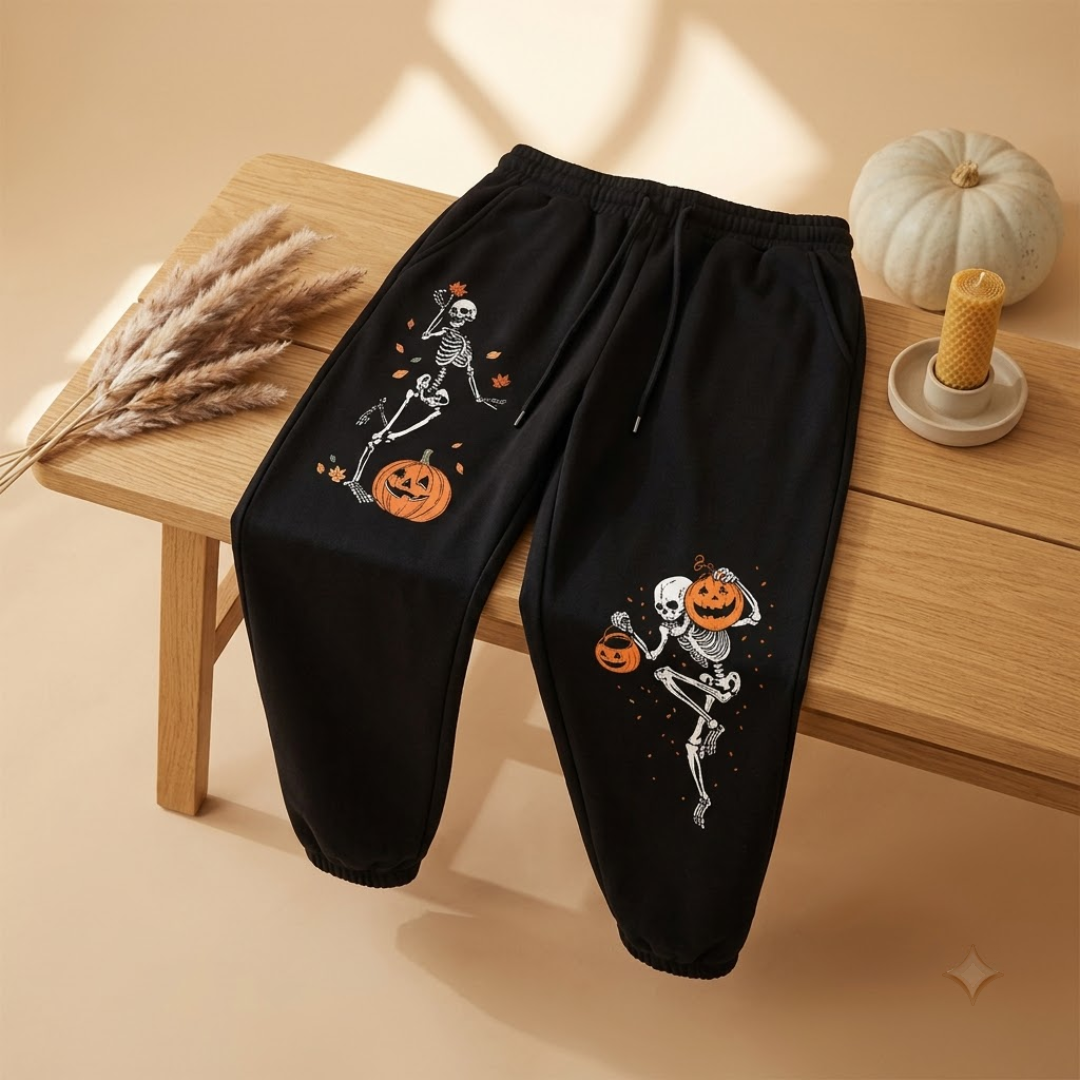 Pumpkin & Skull Fleece Sweatpants | Women's Halloween Joggers Joggers & Pants - The Eezee Shop