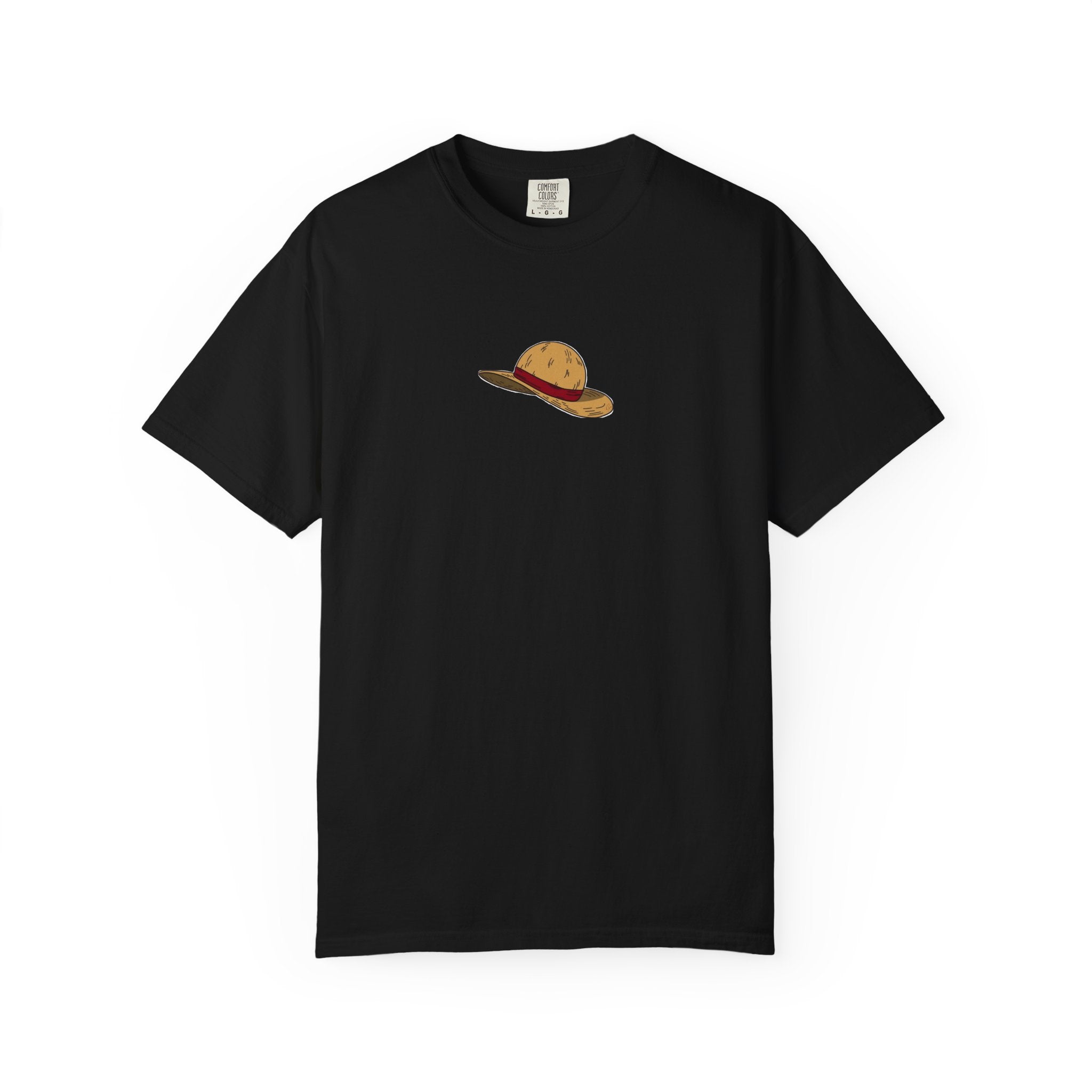 One Piece Luffy Straw Hat T-Shirt, Unisex Garment-Dyed Cotton Tee with Minimalist Chest Print T-Shirt - The Eezee Shop