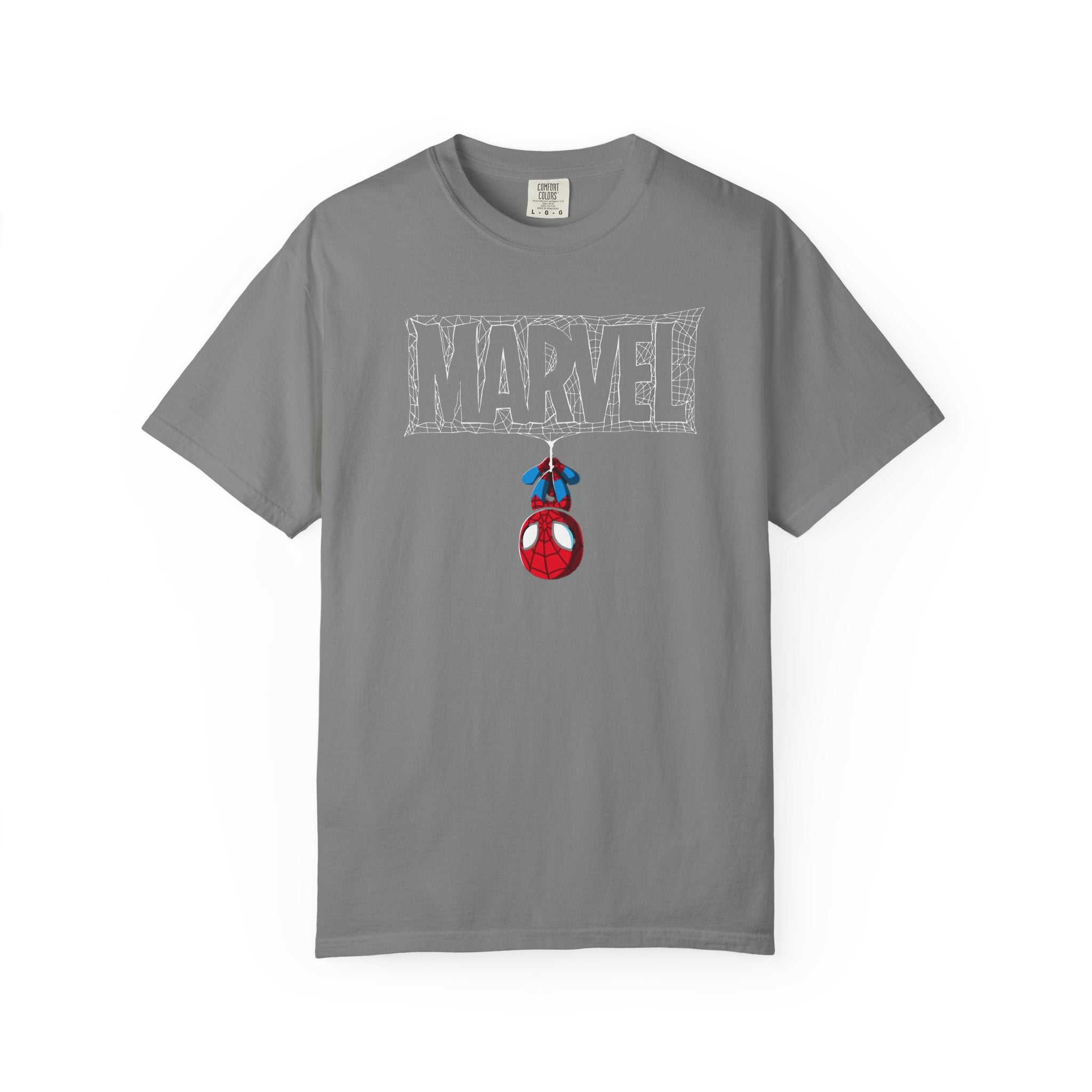 Gray t-shirt with 'Text Here' text on a white background