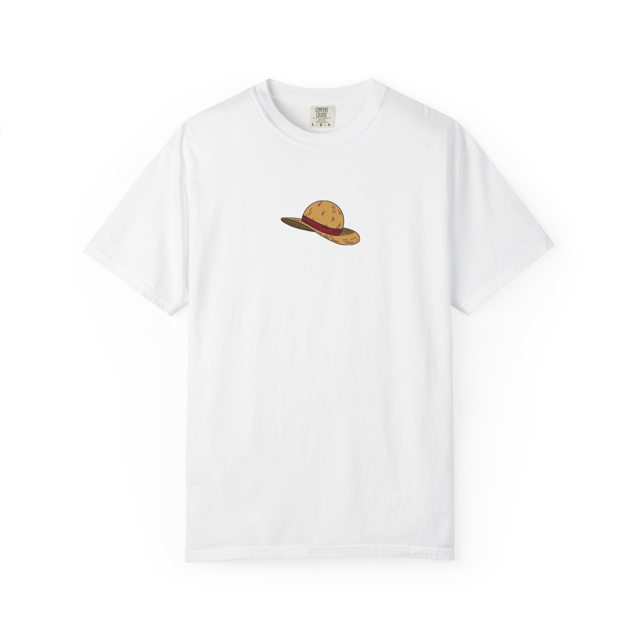 One Piece Luffy Straw Hat T-Shirt, Unisex Garment-Dyed Cotton Tee with Minimalist Chest Print T-Shirt - The Eezee Shop