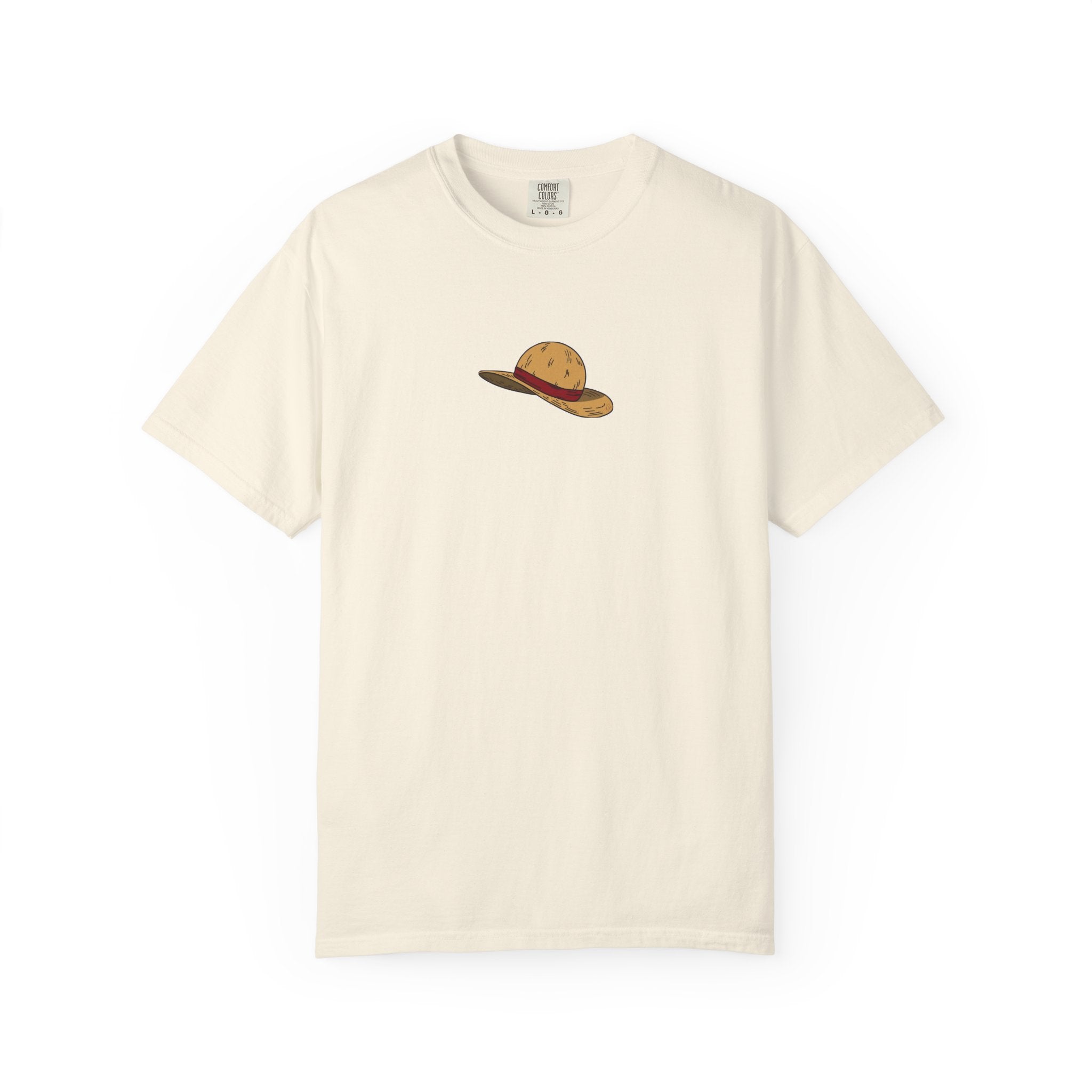 One Piece Luffy Straw Hat T-Shirt, Unisex Garment-Dyed Cotton Tee with Minimalist Chest Print T-Shirt - The Eezee Shop