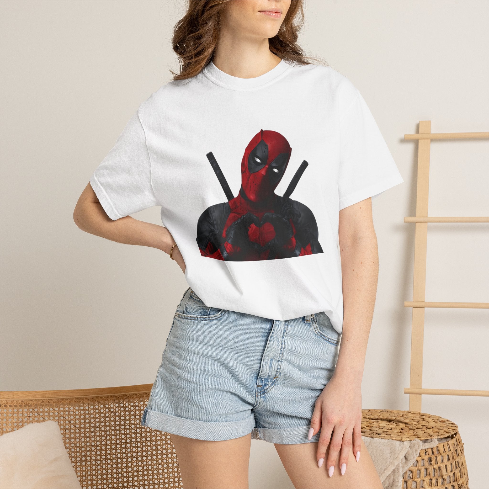 Marvel Deadpool Heart Hands Realistic Print Unisex Cotton T-Shirt T-Shirt - The Eezee Shop