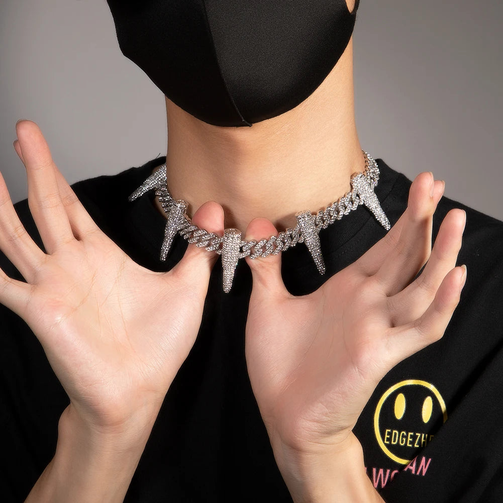 Black Panther Cuban Link Necklace | 12mm Rhinestone Chain Jewelry - The Eezee Shop