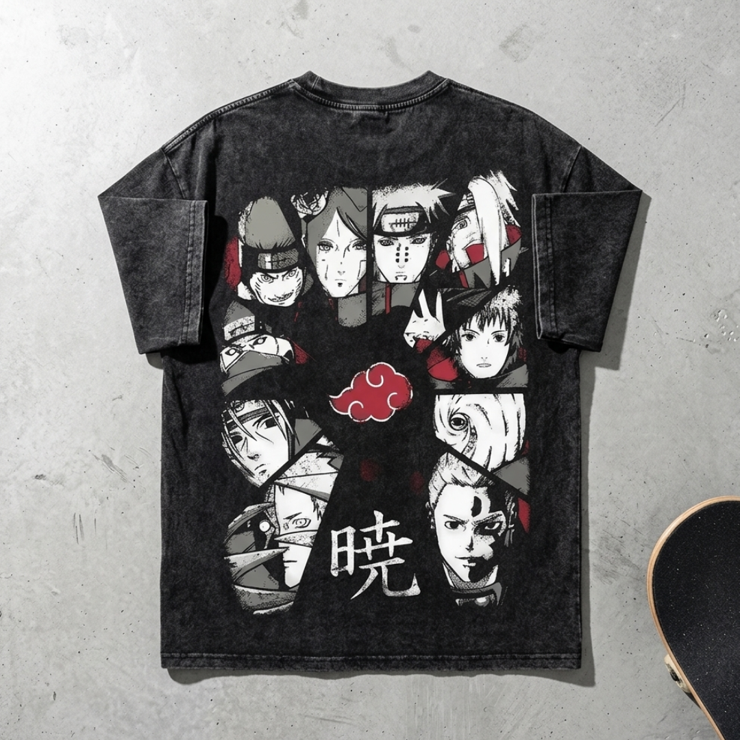 Akatsuki Naruto Oversized Retro Anime Graphic Men Tees Clothing Anime Tshirts - The Eezee Shop