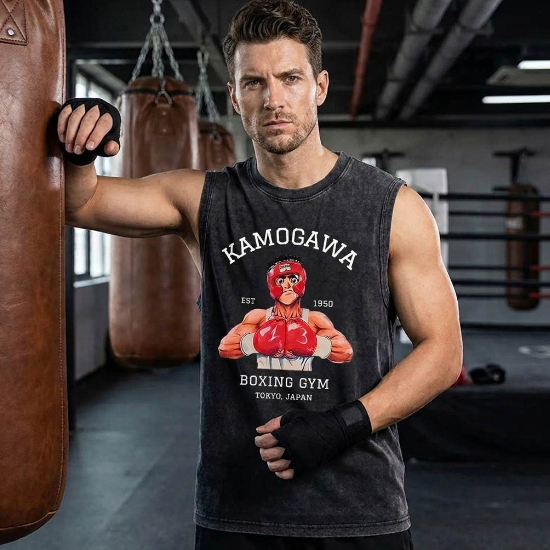 Hajime No Ippo Graphic Tank Top Anime Boxing Cotton Vest for Men Anime Tshirts - The Eezee Shop