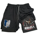 Attack on Titan 2-in-1 Gym Shorts Running Wear performance shorts - The Eezee Shop