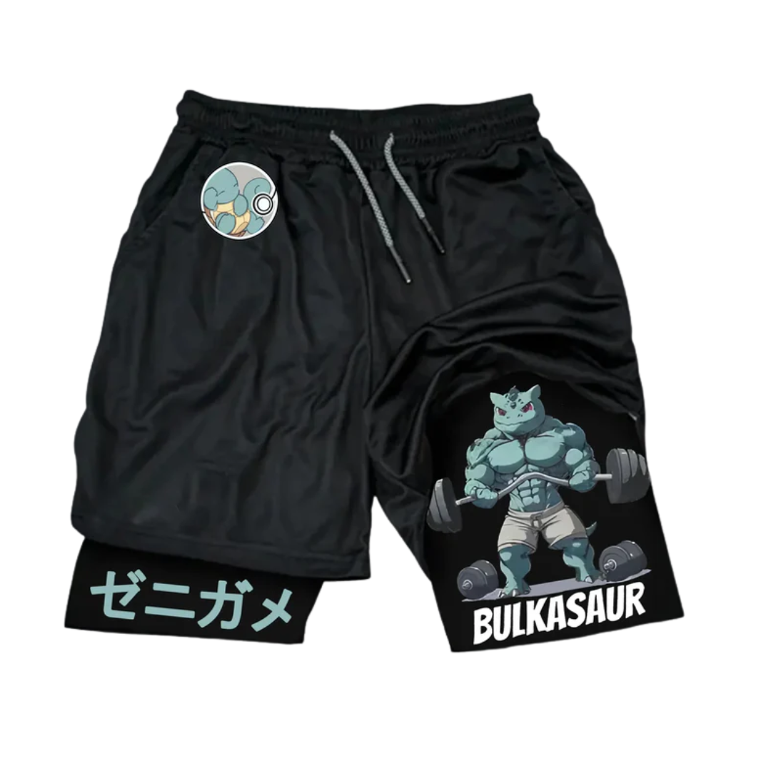 Pokémon Japanese Anime Bulbasaur Peripheral Double Shorts Performance shorts - The Eezee Shop