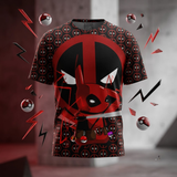 Pikachu Deadpool Mashup Tee, Black Red Full Print