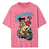 Anime Vintage Washed Cotton T-shirt Men Dragon Ball Women Anime Tshirts - The Eezee Shop
