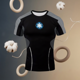 Marvel Iron Man Tony Stark Arc Reactor Compression T-Shirt Quick Dry Stretch Fit