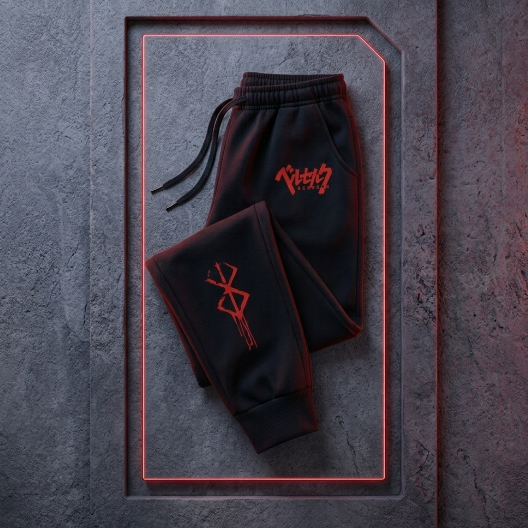 Berserk Print Fleece Joggers Joggers - The Eezee Shop