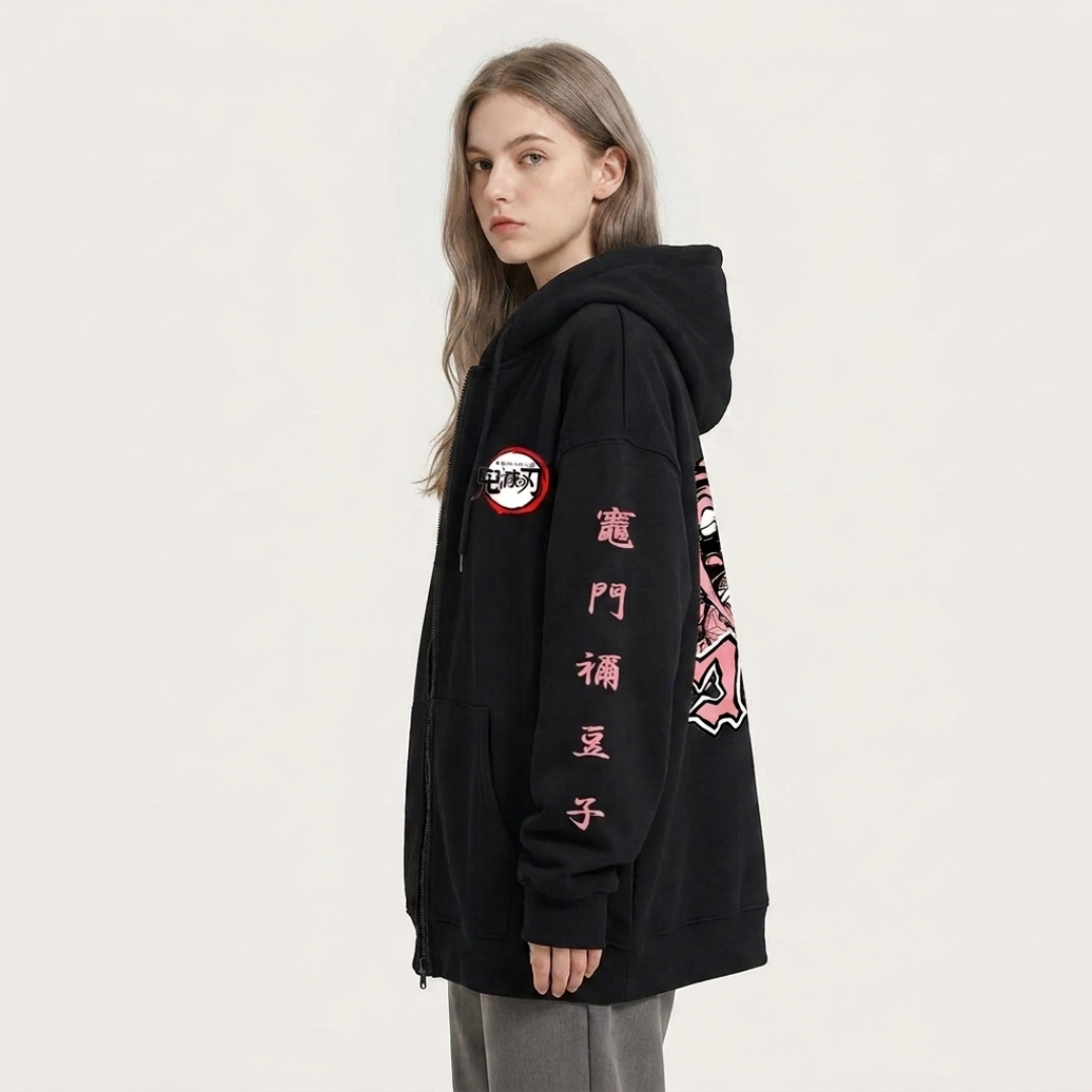 Nezuko Kamado Demon Slayer Zip-Up Hoodie Hoodies Series - The Eezee Shop