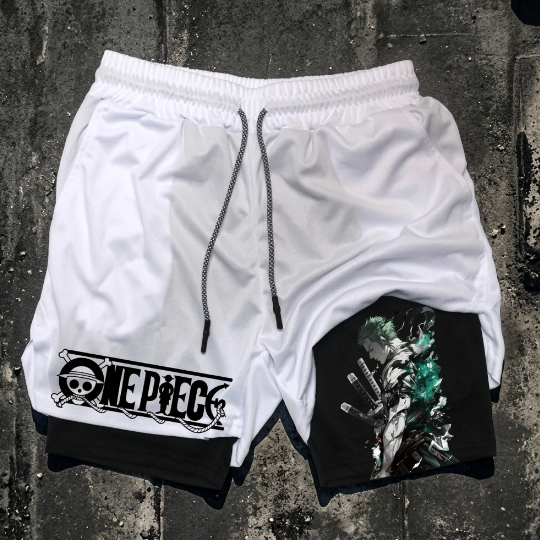 One Piece Men's Shorts Double Layer 2-in-1 Shorts Roronoa Zoro Performance shorts - The Eezee Shop