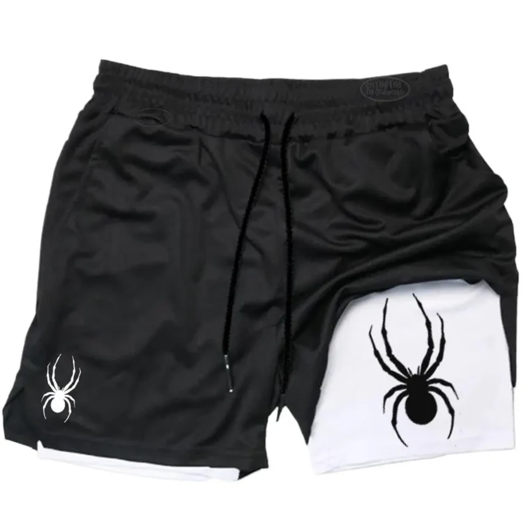 Spider Print Men's 2-in-1 Gym Shorts – Quick-Dry Liner Performance shorts - The Eezee Shop