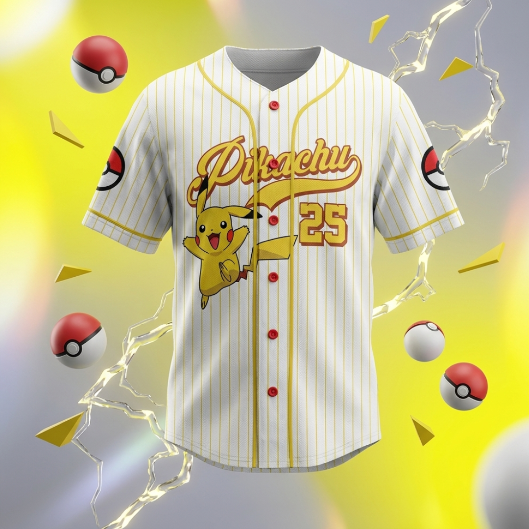 Pikachu Pokémon 3D Printed Baseball Shirt Anime Tshirts - The Eezee Shop