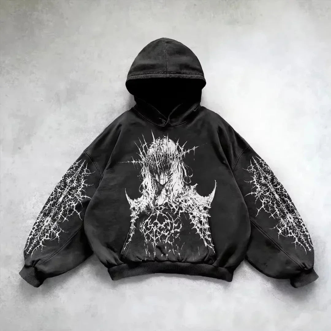Retro Grunge Graphic Hoodie | Y2K Punk Unisex Pullover Hoodies & Sweatshirts - The Eezee Shop