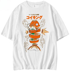 Japanese Style Pokemon King Carp Magikarp Sushi Sashimi Short Sleeves Pure Cotton T-shirt Loose Men And Women Summer Tops Anime Tshirts - The Eezee Shop