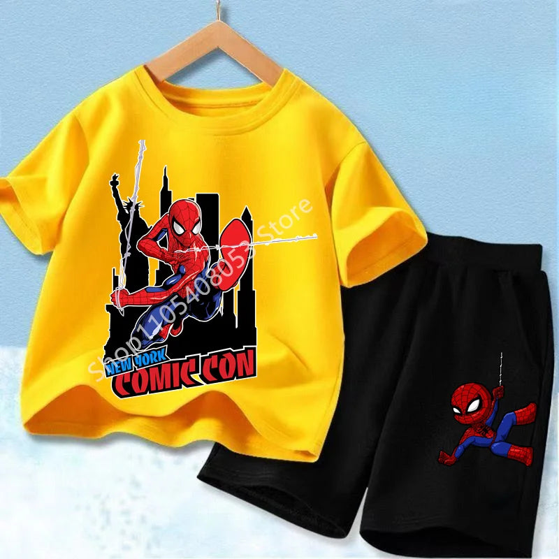 Spider Hero Kids Summer Set | Short Sleeve Top & Shorts Outfit Sets - The Eezee Shop