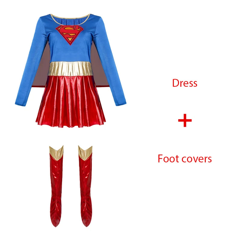 Supergirl Cosplay Costume Dress | Kara Zor-El Suit with Boot Covers Cosplay Costumes - The Eezee Shop