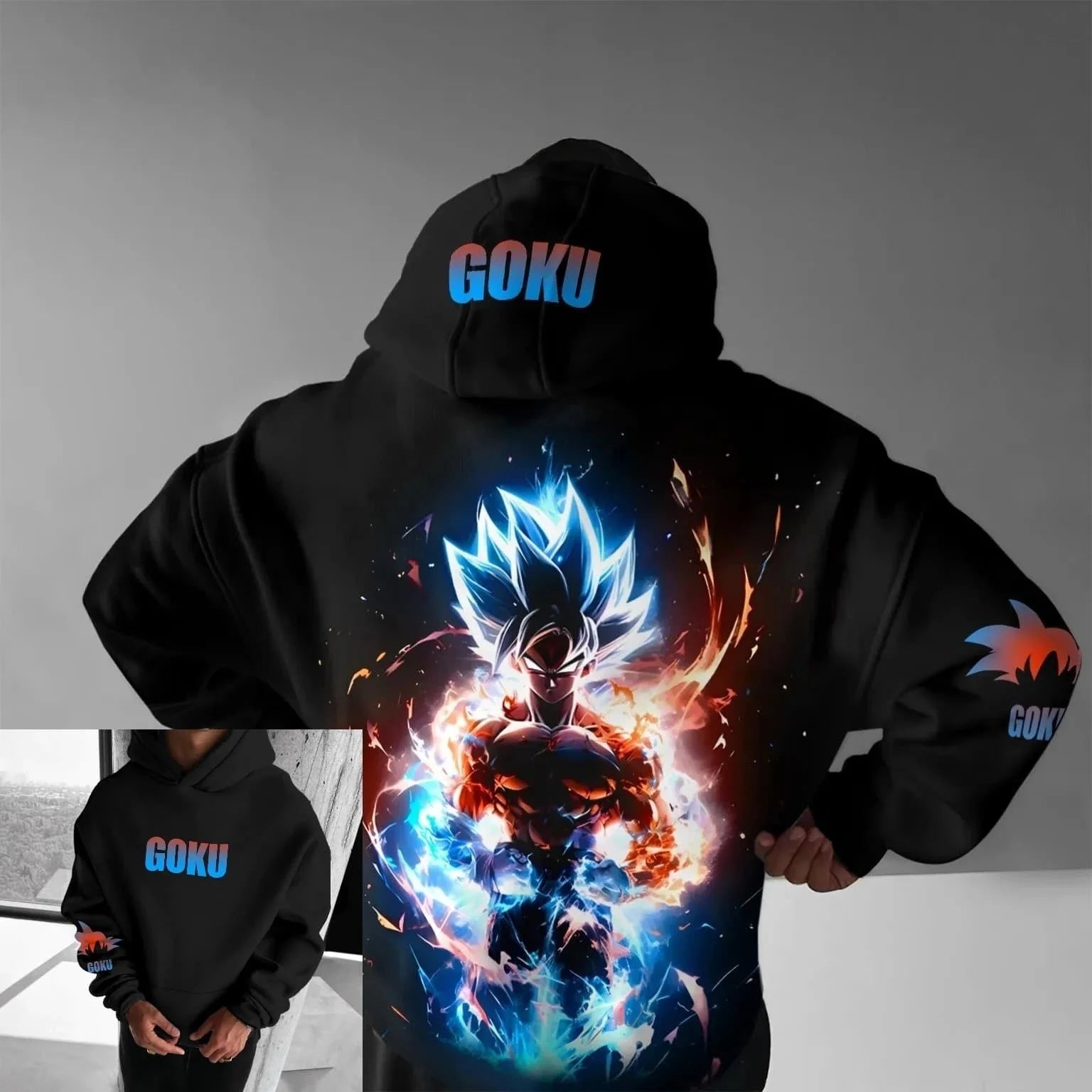 Super Saiyan Goku Retro Hoodie | Pure Cotton Dragon Ball Pullover Hoodies & Sweatshirts - The Eezee Shop