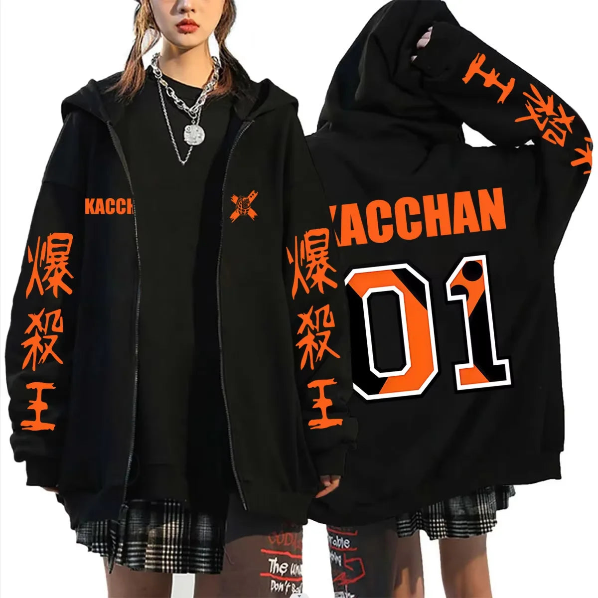 Bakugo Katsuki Zip-Up Hoodie | My Hero Academia Oversized Jacket Hoodies & Sweatshirts - The Eezee Shop