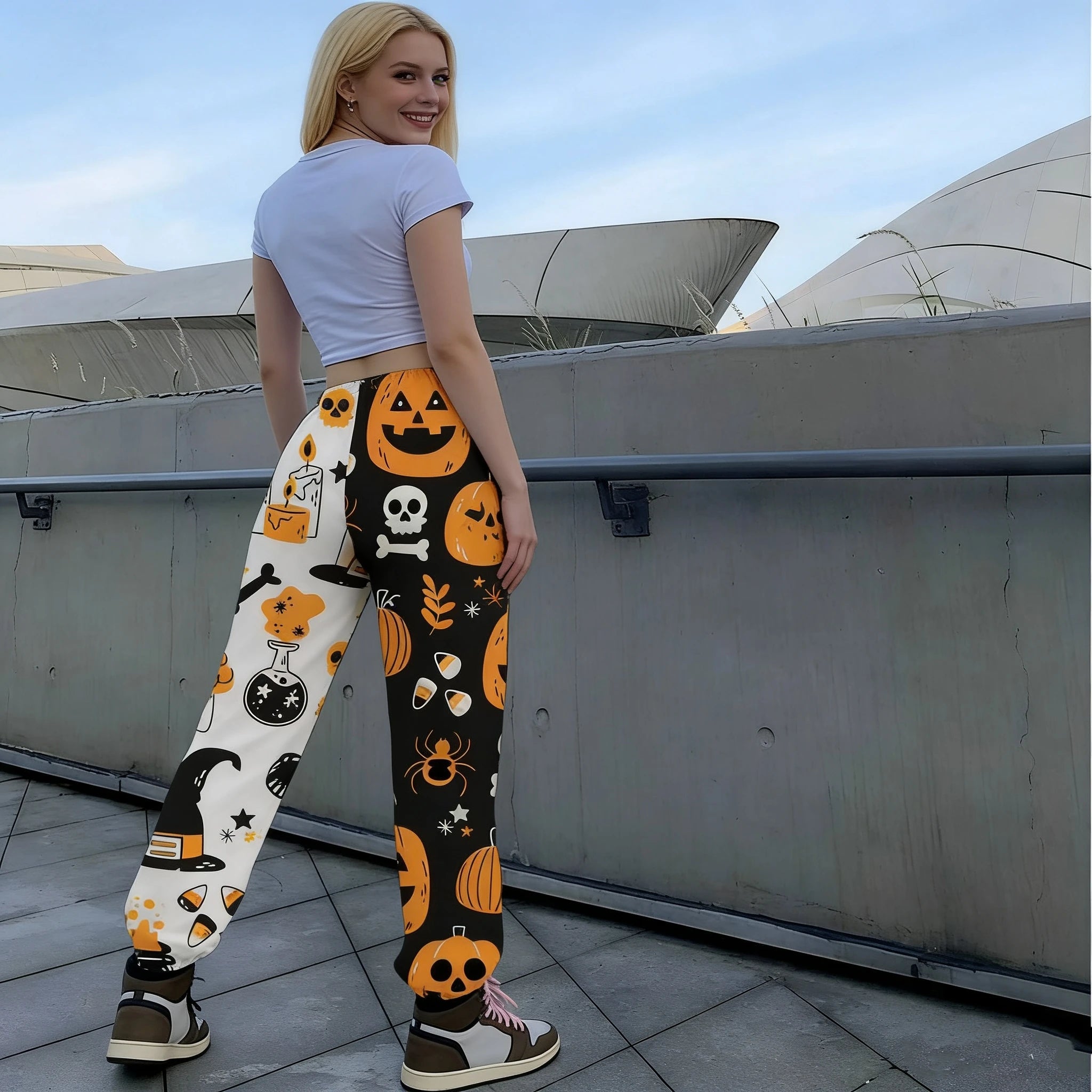 Women's Halloween Print Sweatpants | Loose Wide-Leg Pants Joggers & Pants - The Eezee Shop