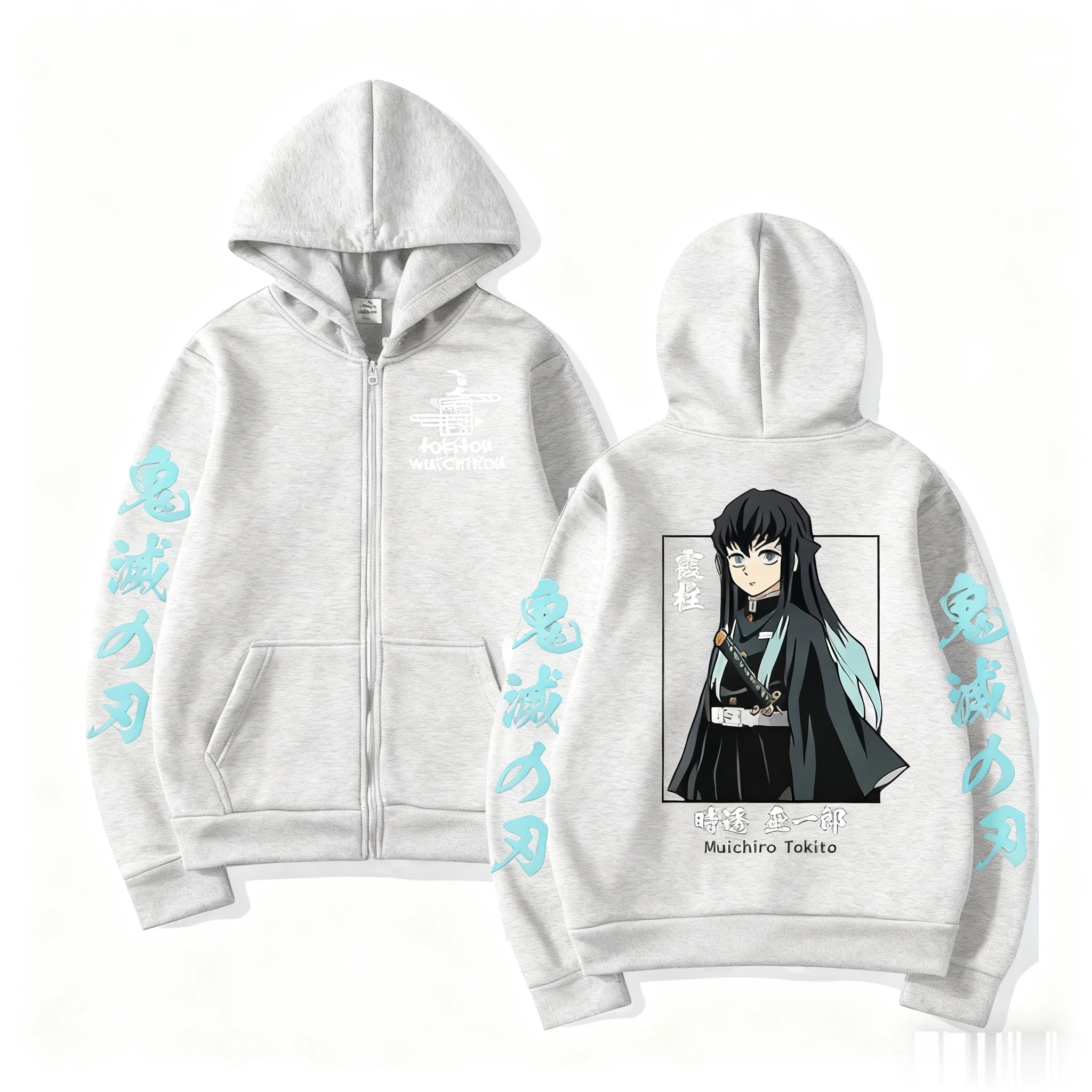 Muichiro Tokito Zip-Up Hoodie | Demon Slayer Streetwear Jacket Hoodies & Sweatshirts - The Eezee Shop