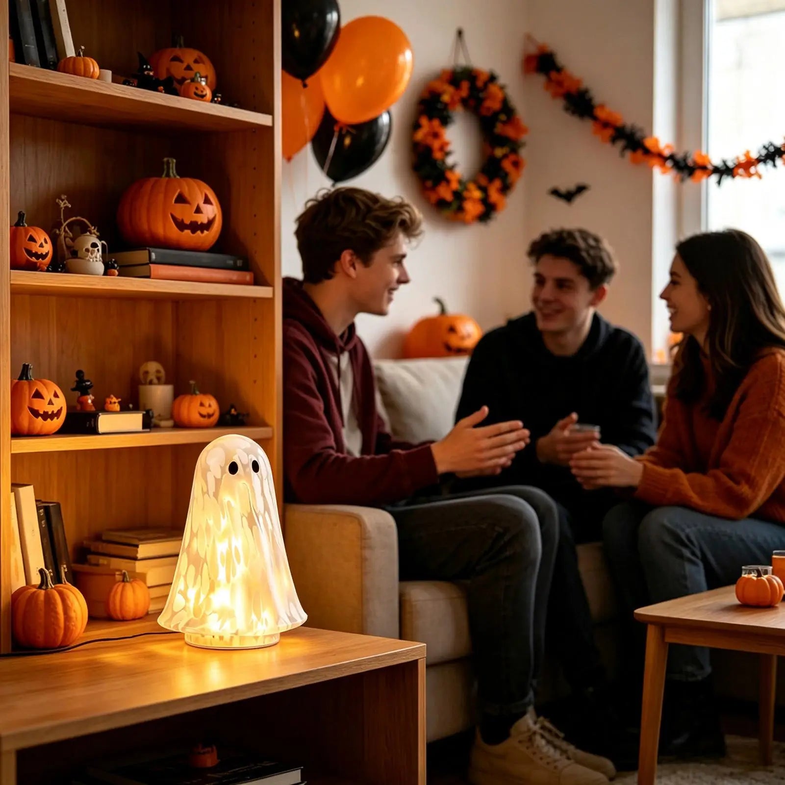 Confetti Glowing Ghost Light | White Halloween Table Centerpiece Halloween Lights - The Eezee Shop