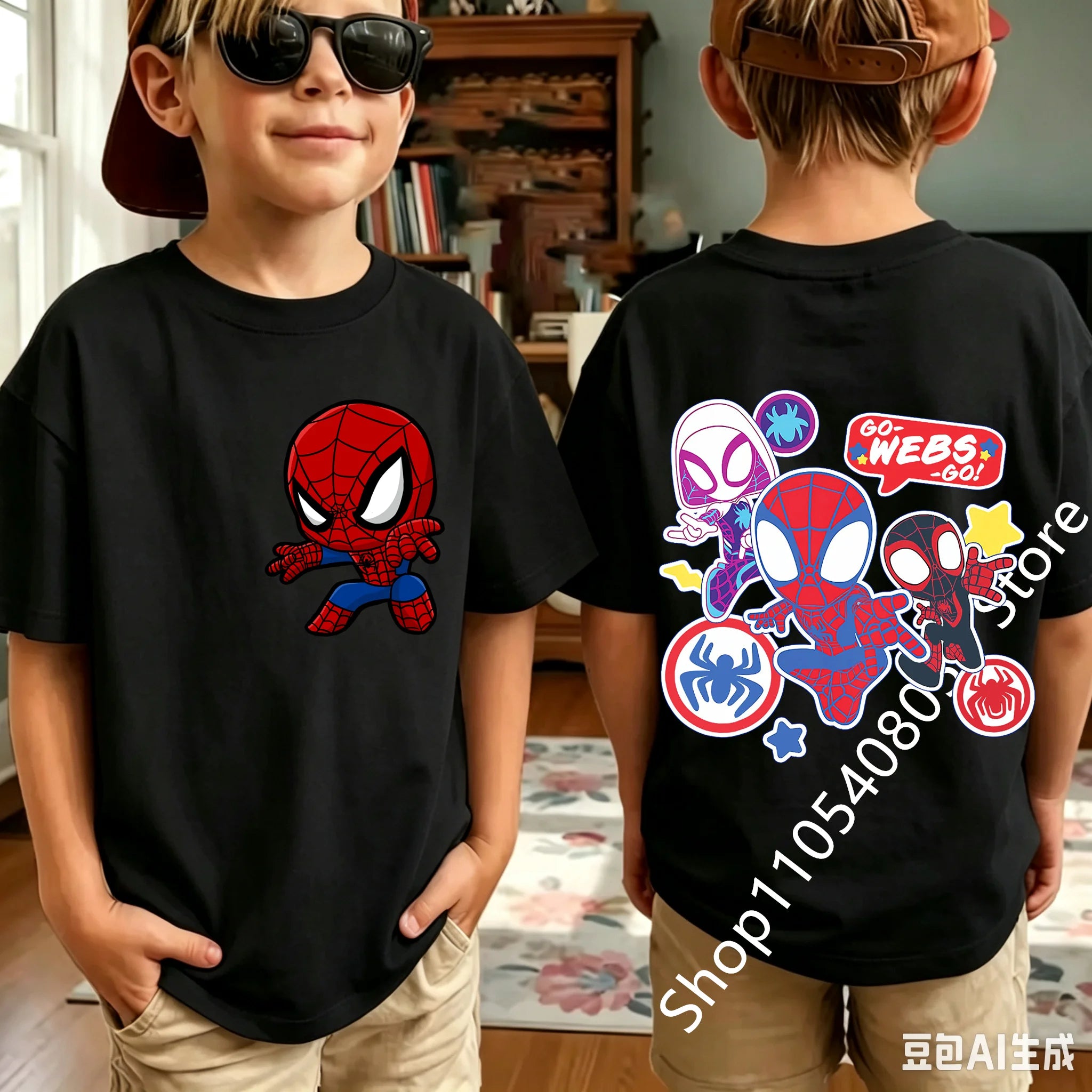 Kids Spider Hero Graphic Tee | Classic Character Print Shirt Graphic Tees - The Eezee Shop