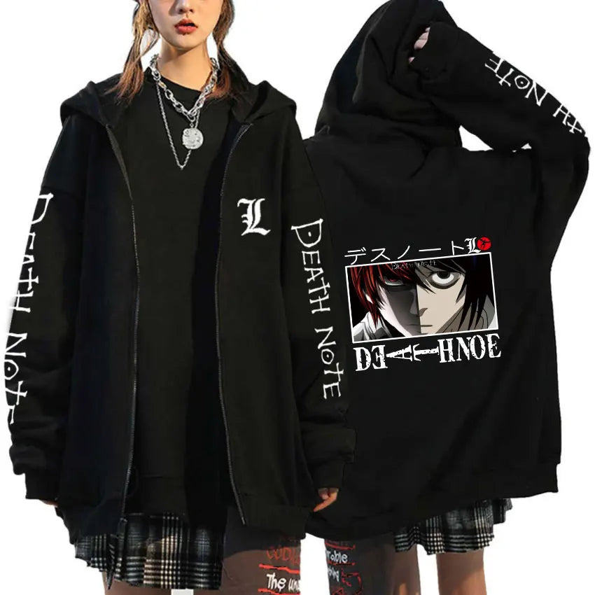 Death Note Zip-Up Hoodie | Misa, L & Ryuk Fleece Sweatshirt Hoodies & Sweatshirts - The Eezee Shop