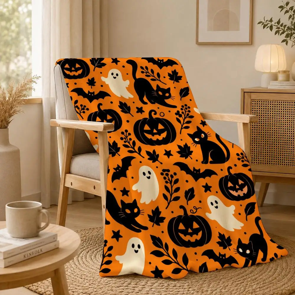 Black Cat Halloween Flannel Throw | Ultra-Soft Plush Blanket Throw Blankets - The Eezee Shop