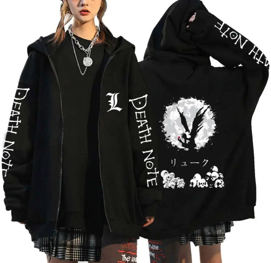 Death Note Zip-Up Hoodie | Misa, L & Ryuk Fleece Sweatshirt Hoodies & Sweatshirts - The Eezee Shop