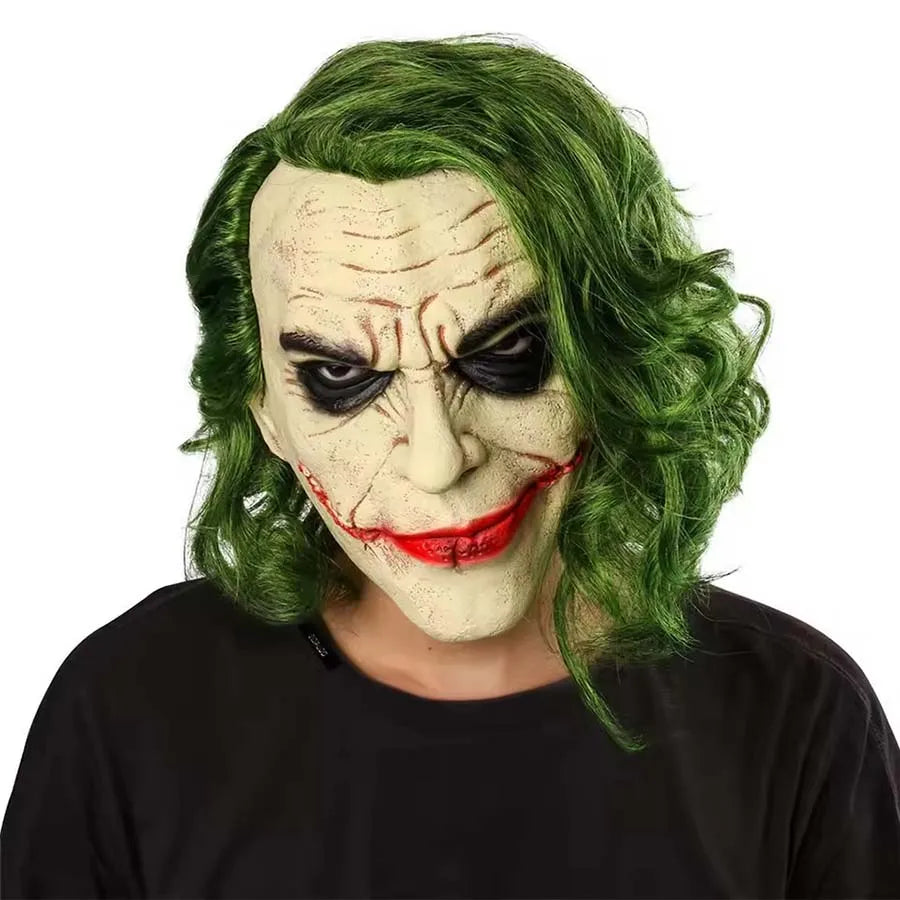 Bat Knight Clown Latex Mask with Green Hair | Horror Cosplay Halloween Masks - The Eezee Shop