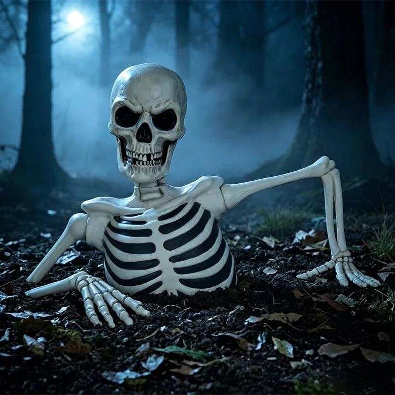 Half-Buried Giant Skull Prop | LED Eyes Poseable Arms Yard Decor Outdoor Halloween Decorations - The Eezee Shop