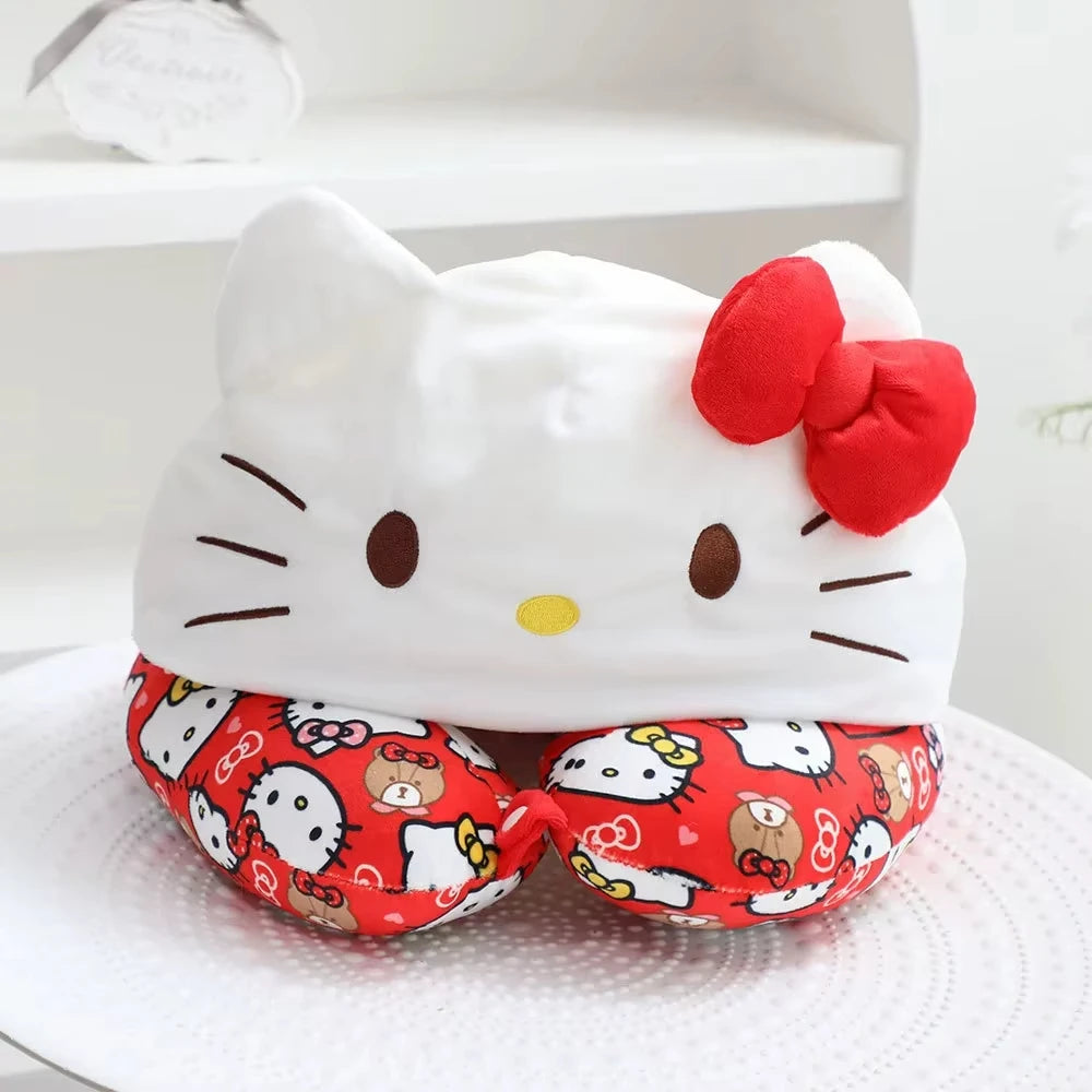 Hello Kitty Hooded Neck Pillow Travel Pillow For Airplane Train Car Soft Plush Support Cute Comfort Gift For Women