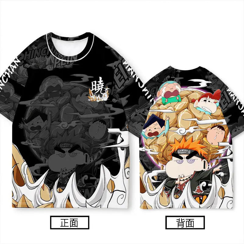 Bandai 2026 Summer Naruto Collaboration Crayon Shin Chan Anime Payne Itachi Sasuke Parent Child Short Sleeve Quick Dry T-Shirt Anime Tshirts - The Eezee Shop