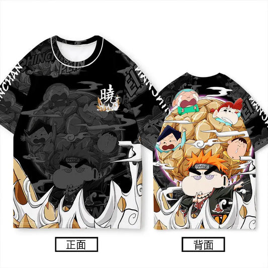 Bandai 2026 Summer Naruto Collaboration Crayon Shin Chan Anime Payne Itachi Sasuke Parent Child Short Sleeve Quick Dry T-Shirt Anime Tshirts - The Eezee Shop