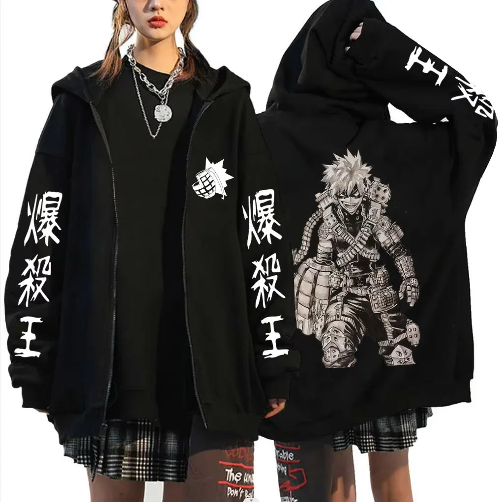 Bakugo Katsuki Zip-Up Hoodie | My Hero Academia Oversized Jacket Hoodies & Sweatshirts - The Eezee Shop