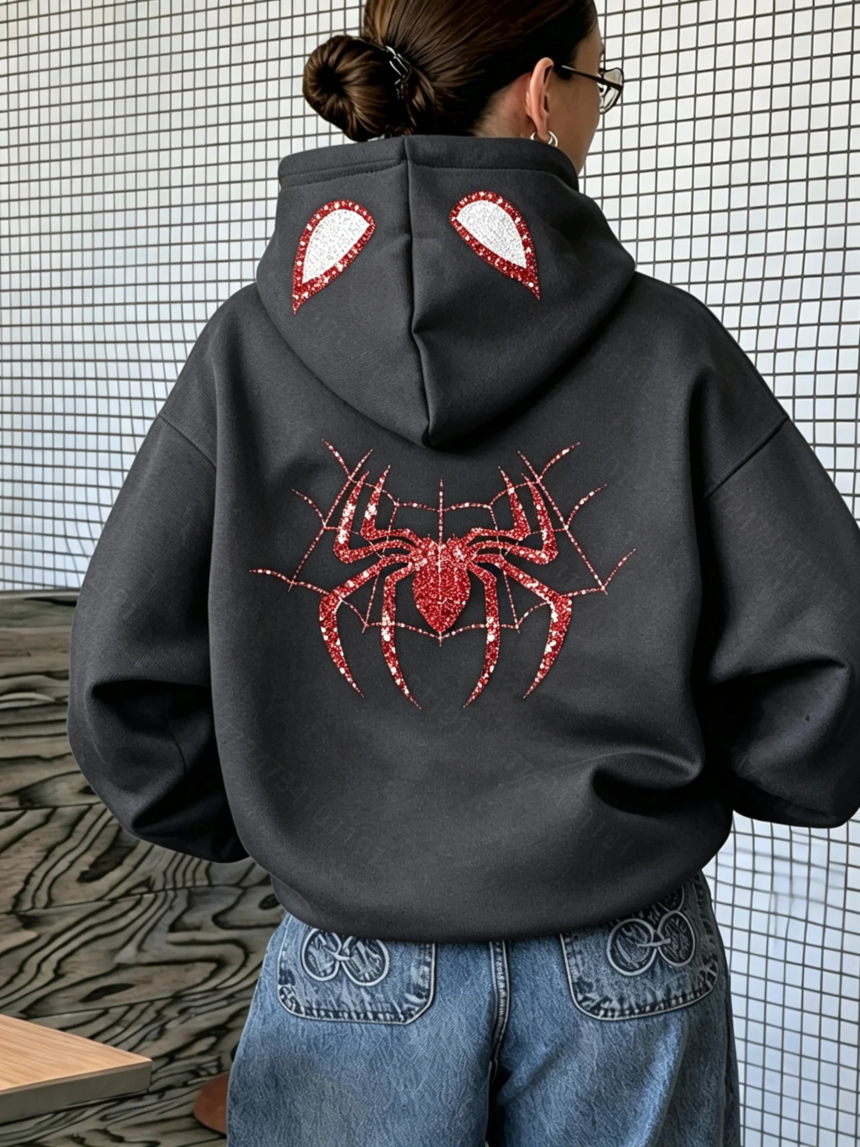 Women's Spider Graphic Hoodie | Casual Streetwear Pullover Hoodies & Sweatshirts - The Eezee Shop