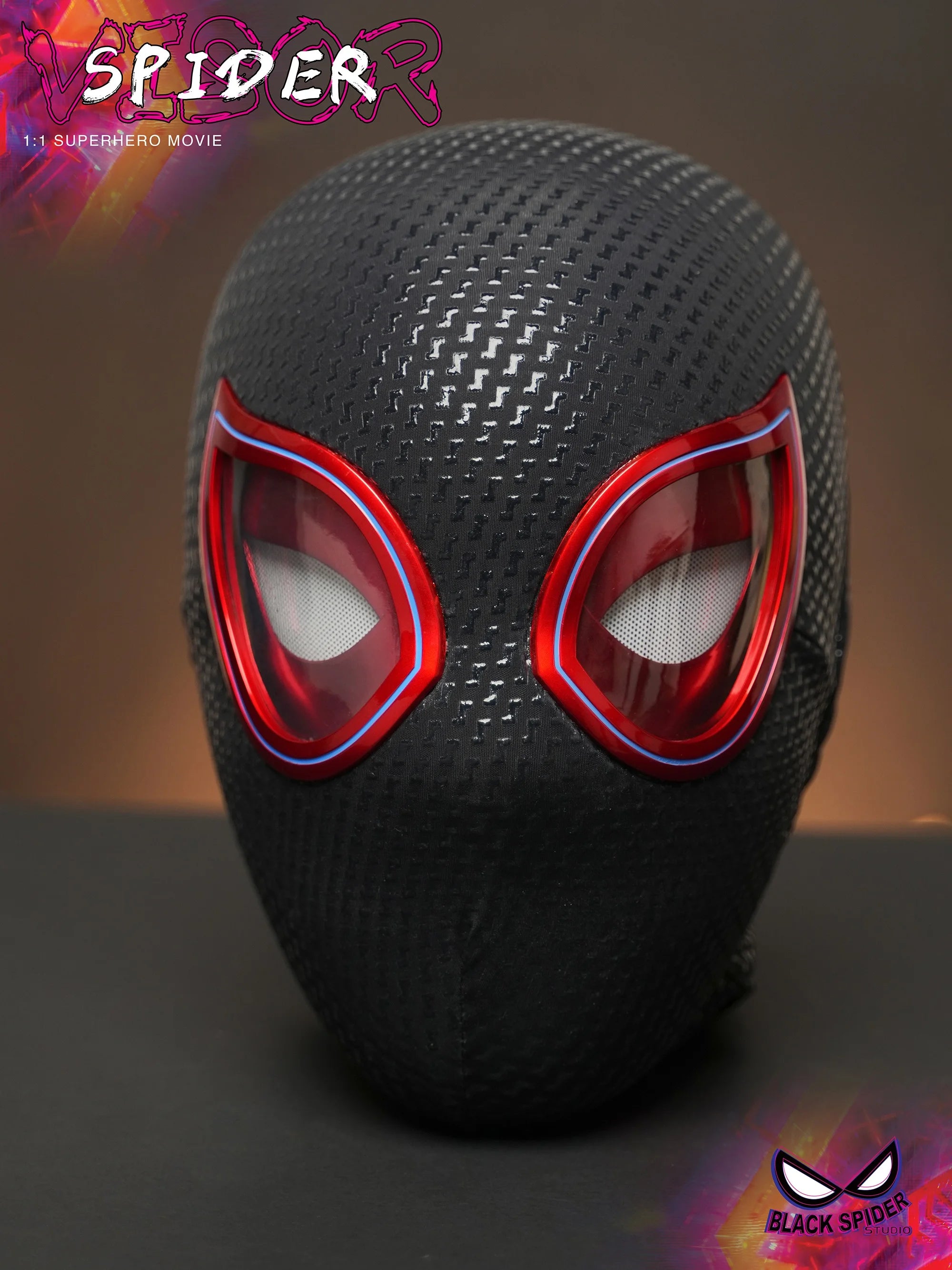 Miles Morales Light-Up Mask | Moving Eyes Ring Control 1:1 Cosplay Masks & Helmets - The Eezee Shop
