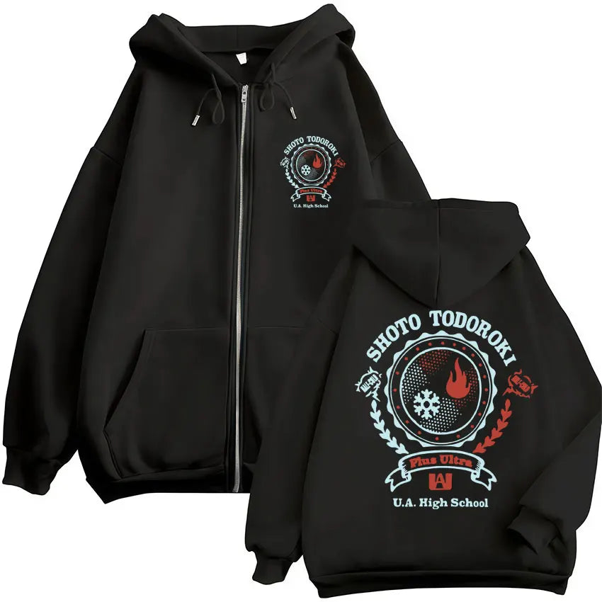 My Hero Academia Zip-Up Hoodie | Vintage Fleece Sweatshirt Hoodies & Sweatshirts - The Eezee Shop
