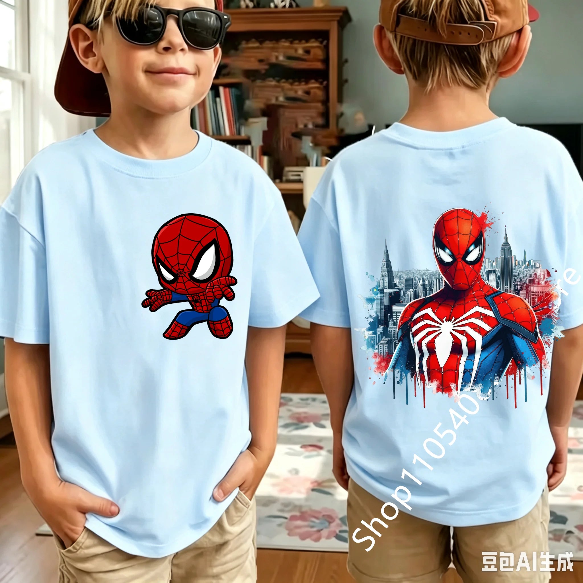 Kids Spider Character T-Shirt | Cute Breathable Summer Tee Graphic Tees - The Eezee Shop