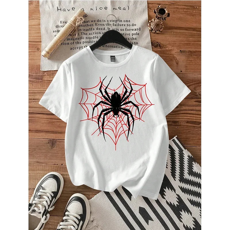 Casual Spider Round Neck Short Sleeve Women T Shirt Spring Summer Other - The Eezee Shop